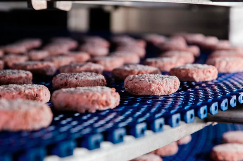 Hamburgers in a meat plant